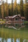 art lake bedroom landscape trees bed rustic architecture Interior ...