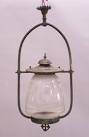 Antique Victorian hanging etched glass gas light fixture c1880