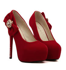 Manis bowtie dekorasi rhinestones tumit merah yang indah sepatu ...