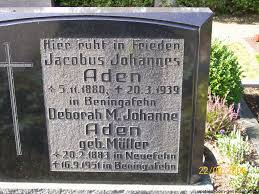 Grab von Jacobus Johannes Aden (05.11.1880-20.03.1939), Friedhof ...