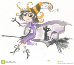 Halloween Witch Flying On Broomstick Royalty Free Stock Images