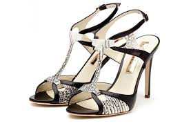 black white snakeskin wedding shoes bridal heels | OneWed.com