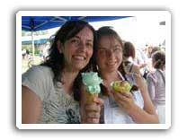 Claudia Cusano (left) and Julianna Grippo worked up their muscles scooping out heaping cones and cups full of Dolce Amore\u0026#39;s gelato. - DSCN3097