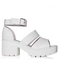 COCKTAIL Cleated Sole Platform Gladiator Sandal Shoes - White ...