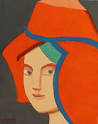 Louise SCOTT - Portrait au chapeau rouge - 1171