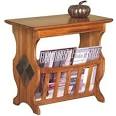 Sedona oak finish wood magazine rack side table with slate i ...
