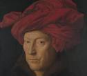Eyck, Jan van. Detail from Jan van Eyck, Portrait of a Man (Self Portrait? - Eyck-portrait-of-man-NG222-c-face-half