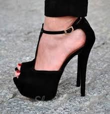 Sexy Black Suede PeepToe Ankle Strap High Heel Sandals | High ...