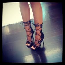 Women Black Open Toe Lace Up Strappy Gladiator Stiletto High Heel ...