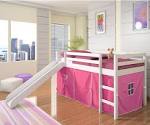 Castle Princess Low Loft Bed with slide in white, Solid Wood white ...