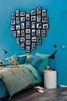 Bedroom: BLue Wall Painting Cool Headboard Ideas, Curve Shaped ...