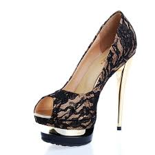 Black Lace High Heel Shoes ~ High Heel Sandals