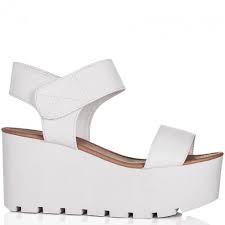 Buy SUN Wedge Heel Platform Flatform Sandal Shoes White Leather ...