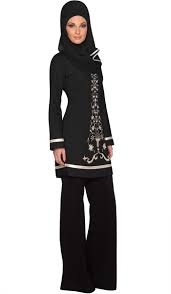Isabel Black Floral Embroidered Long Tunic | Islamic Clothing for ...