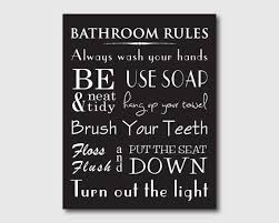 Bathroom Wall Art - Word Art Print - Bathroom Rules - Typography ...