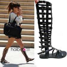 NEW HOT WOMENS FAUX LEATHER STRAPPY KNEE HIGH GLADIATOR SANDALS ...
