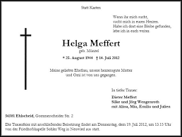Anzeige für Helga Meffert