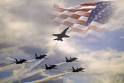 blue angels fly missing man formation with flag Photography at.