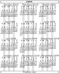 printable 2009 calendar