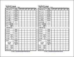 yahtzee score cards