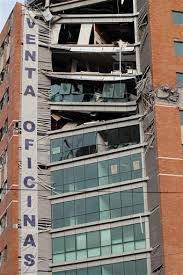 Earthquake damaged building in