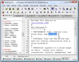 NoteTab Light 6.2 - a perfect notepad replacement word processor