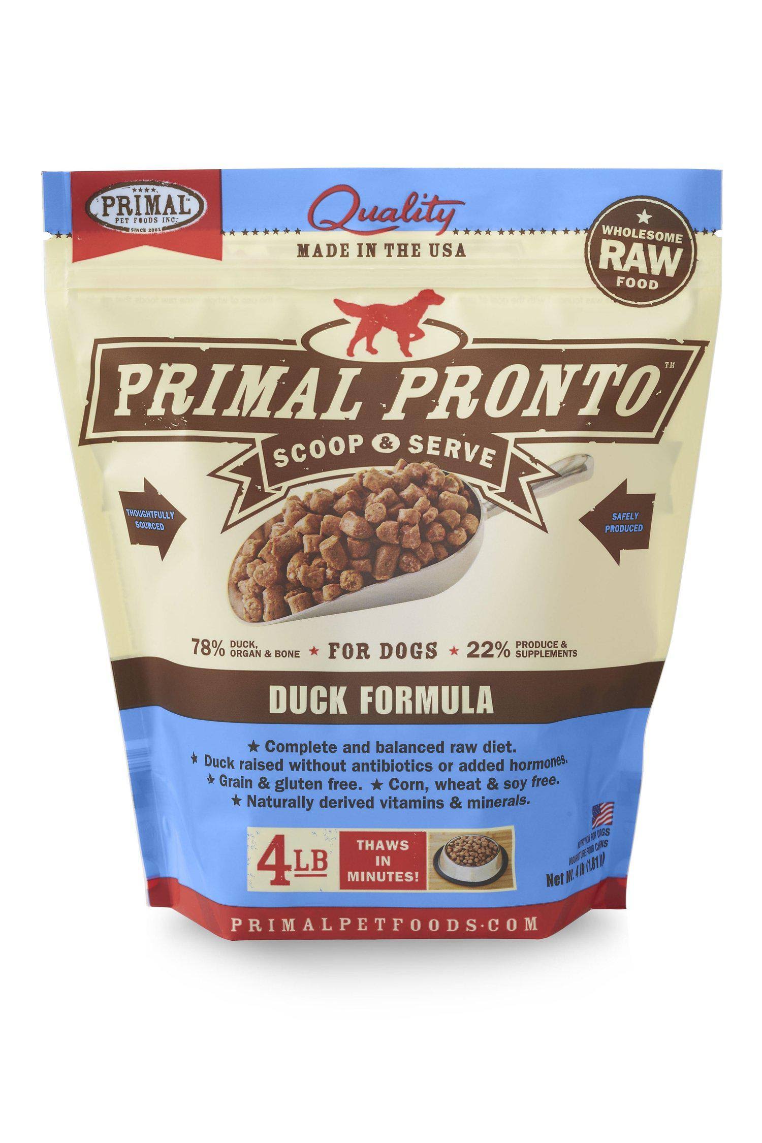 Primal Pronto Raw Frozen Dog Food - Duck, 4lb