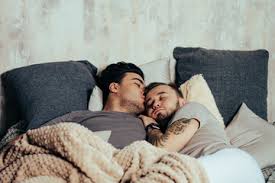 Loving romantic young gay couple lying bed jpg x Gay sleep sex