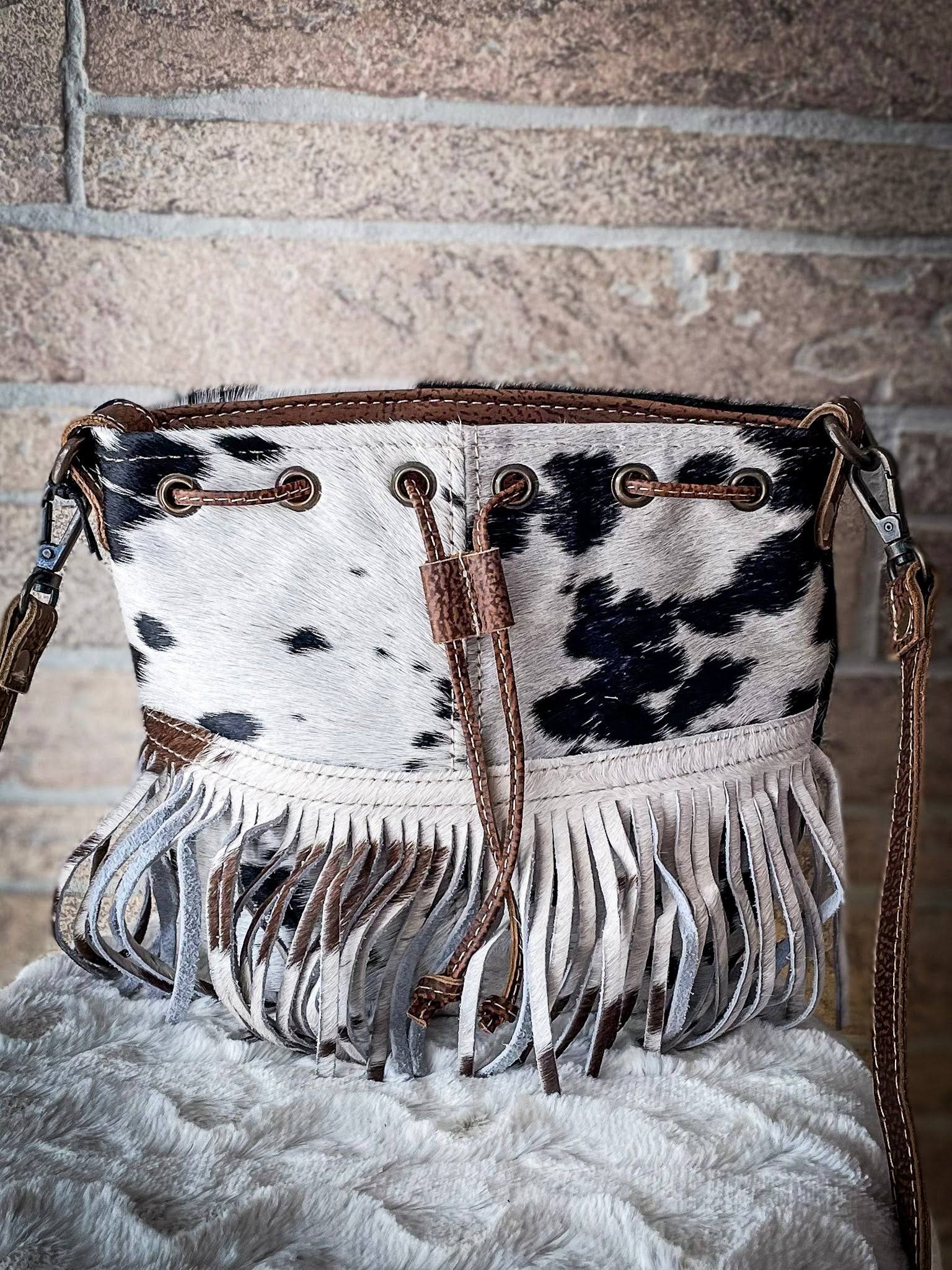 Myra Bags Flouncy Hairon Cowhide Western Fringe Shoulder Bag