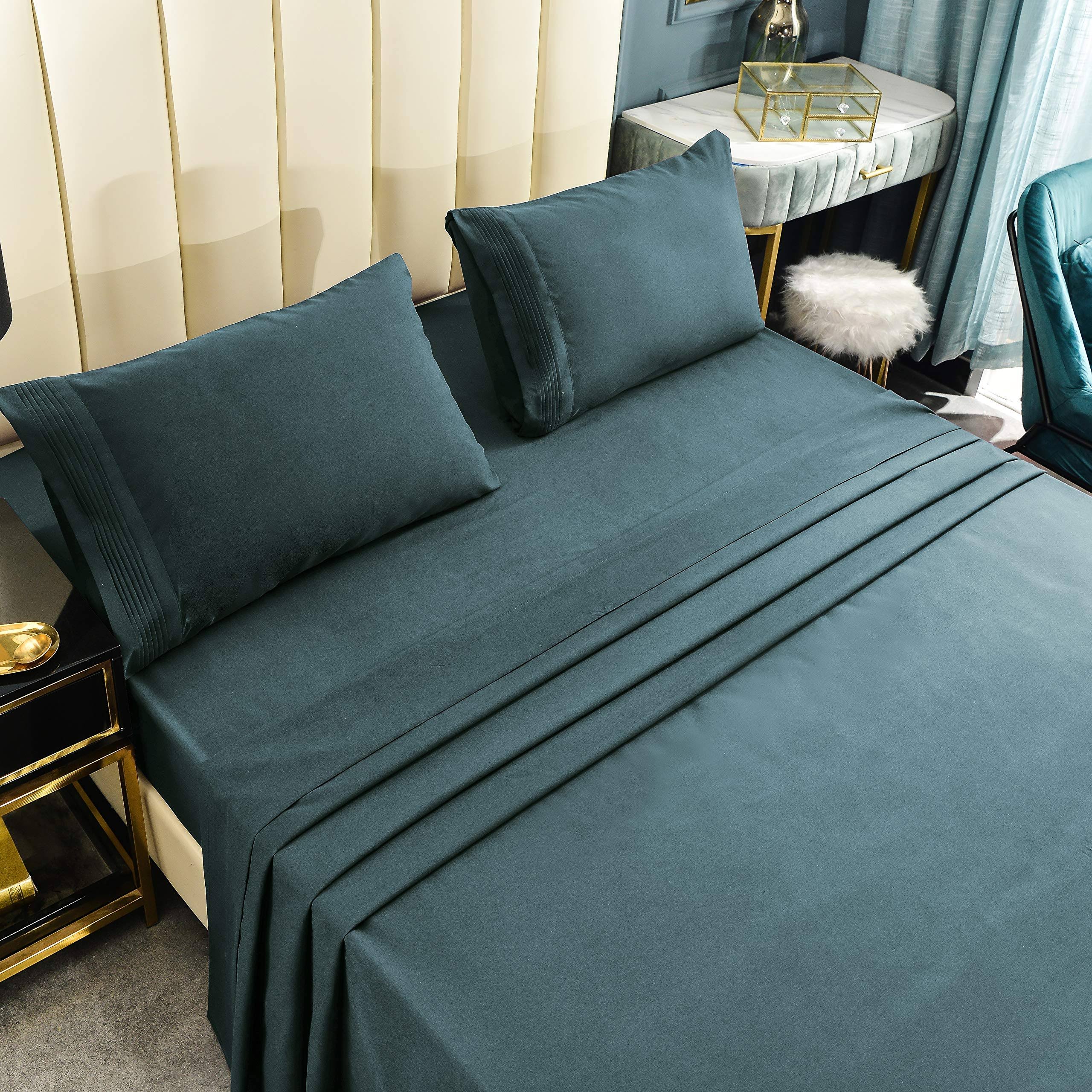 Luxury King Bed Sheets Set 1800 Series Microfiber Bedding Sheets & Pillowcases - Extra Soft Deep Pocket - Wrinkle, Fade, Stain Resistant - 4 Piece