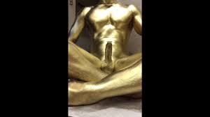 Porn image of gold bodypaint light kitchen shiny skin lying looking at viewer created jpg x Gold body paint