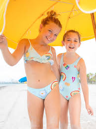 tween girls swimsuit |Seaside Toile Tween Girls Shell Ruffle Two Piece Swimsuit Set 7-14 - Shade  Critters