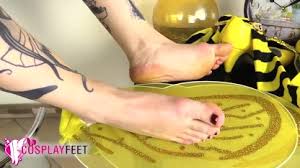 Cosplayer in bee costume shows feet in striped stockings jpg x Sexy bee costume