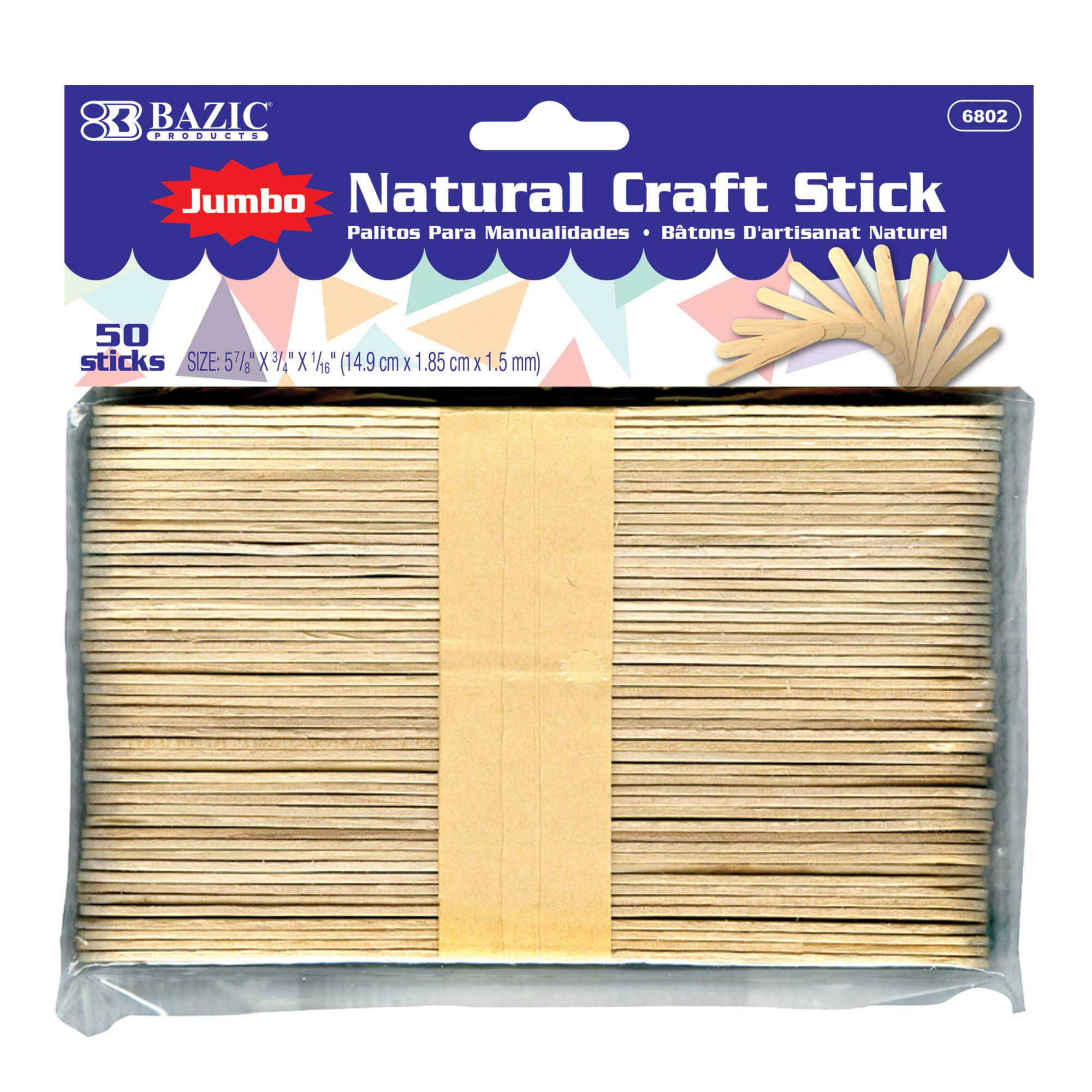 Bazic Products 6800 4.43 x 0.37 in. Natural Craft Stick 100 per Pack