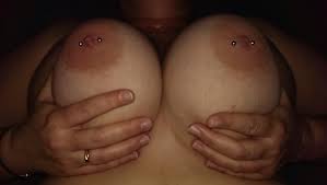 Big fake pierced tits in wet white tank and covered in oil jpg x Big tits pierced