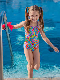 Swimsuit girl|Girl's one-piece swimming costume in tennis green UPF50+ colour