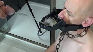 Spurting load of cum and piss into funnel slut tunnel gag jpg x Piss funnel