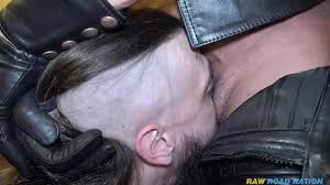 Leather daddy blow buddy in sling finger fucks his hole jpg x Gay leather sex