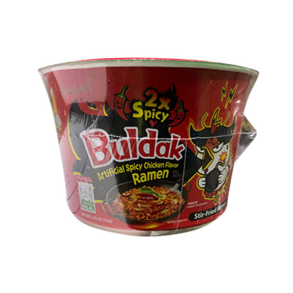 Samyang Buldak 2X Spicy Hot Chicken Flavor Instant Ramen, 3.7 oz, Big Bowl