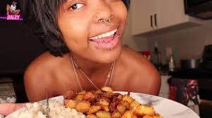 Curvy ebony food teasing model with medium tears drop breasts and short black hair in bedroom pornify generate ai porn jpg x Ebony food