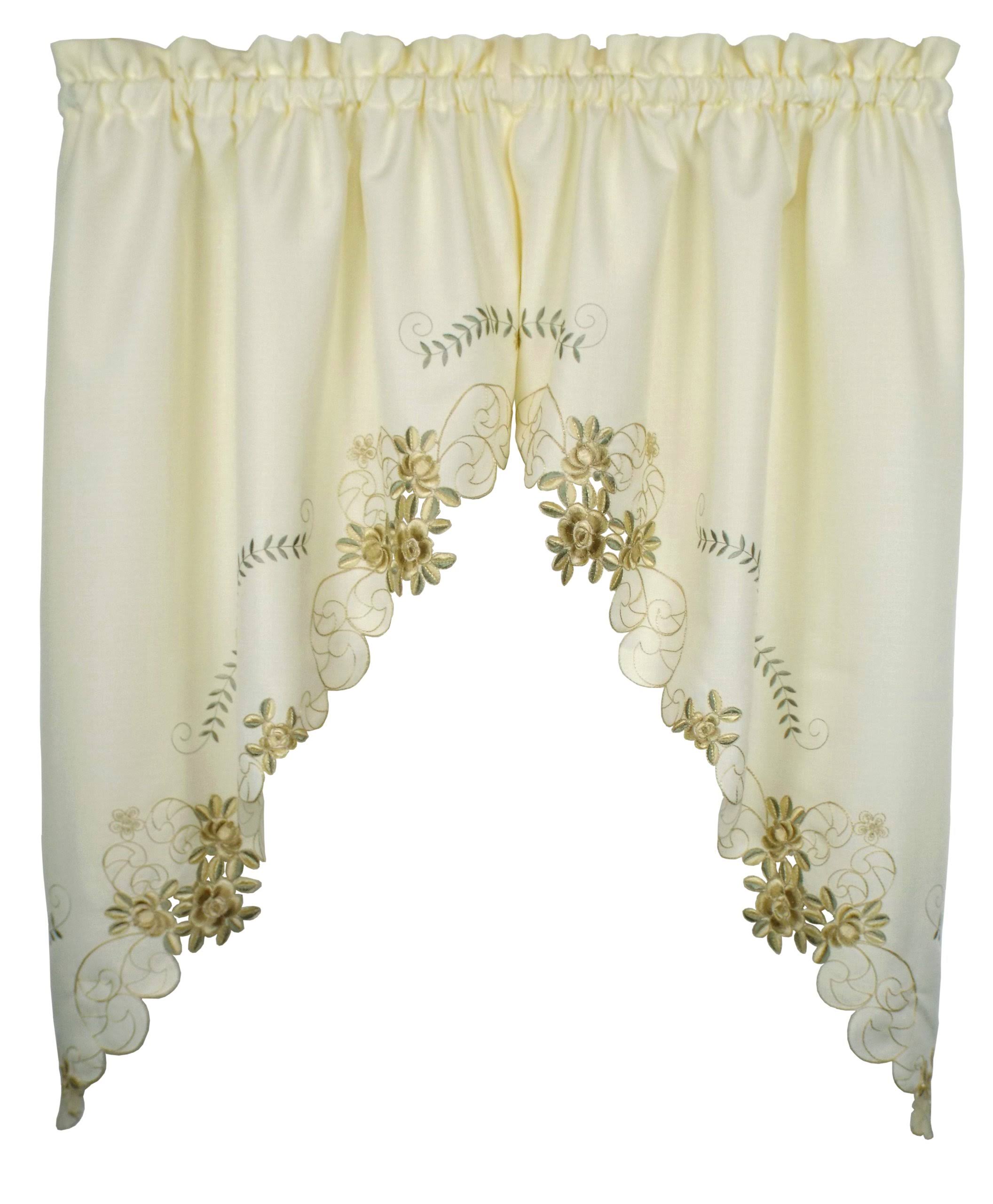 Today's Curtain Verona Reverse Embroidery Window Swag - Ecru, 38''