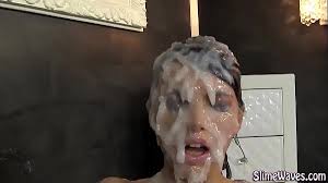 Two girls covered i spit and cum bukkake facial creampie slime jpg x Bukkake slime