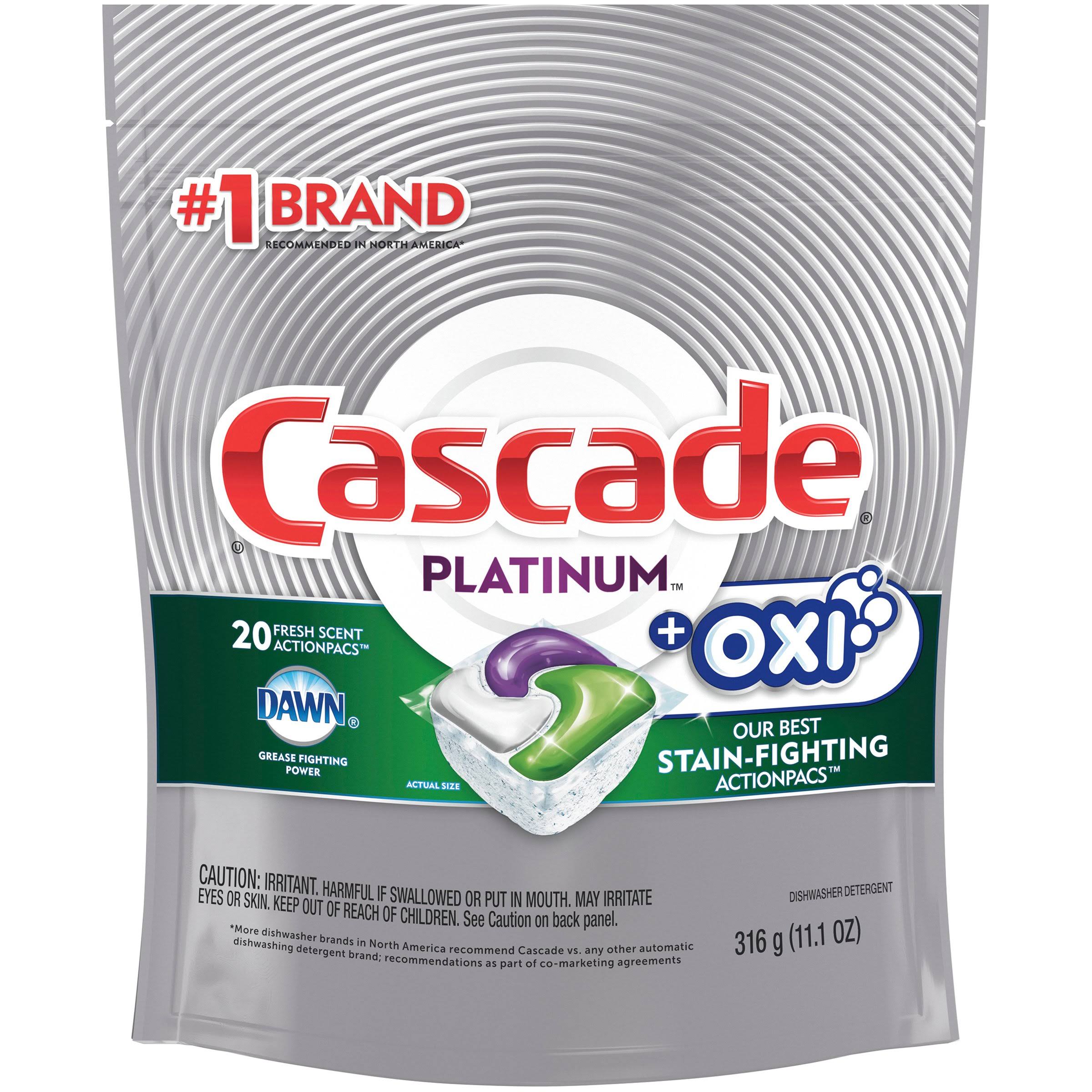 Cascade Original Dishwasher Detergent, Fresh Scent, ActionPacs - 25 pacs, 385 g