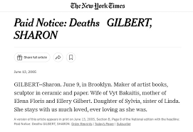 Paid notice deaths gilbert sharon the new york times jpg x Callie lembke