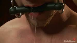 Bit gagged fetish sub drools on dildo jpg x Bit gag