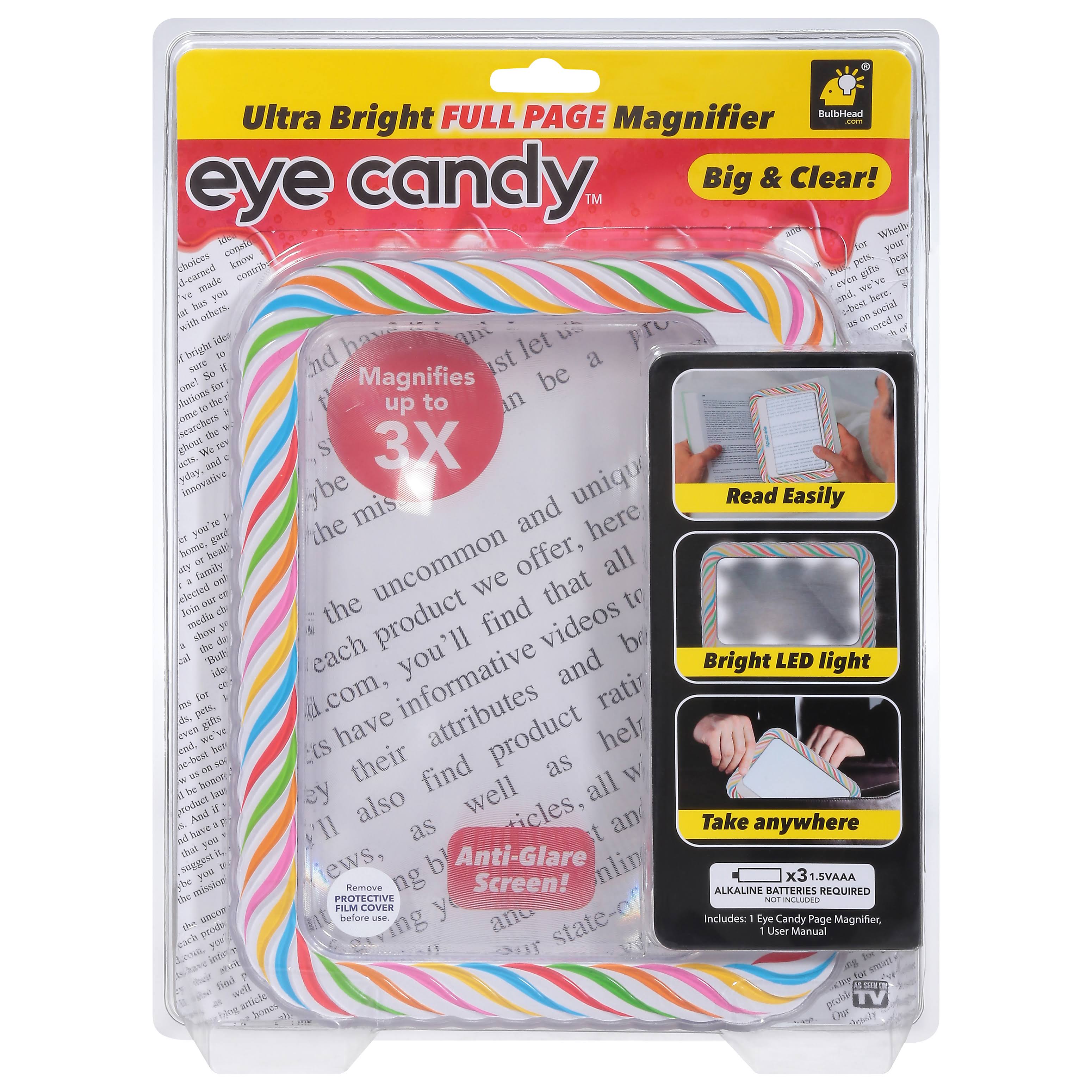 Eye Candy Ultra Bright Full Page Magnifier and Book Light, As Seen On TV  Anti Glare Reading Light Makes Pages 3X Bigger with Dimmable Brightness