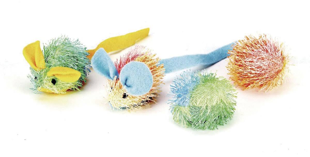 Ethical Stringy Mice and Ball with Catnip Cat Toy - 4pk