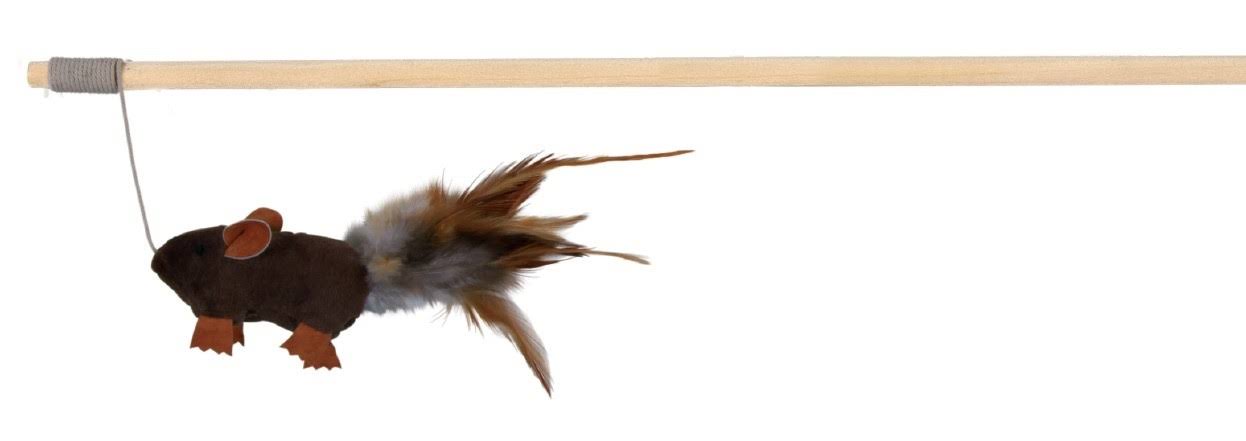 Wooden Wand Mouse with Feathers 50 cm Trixie