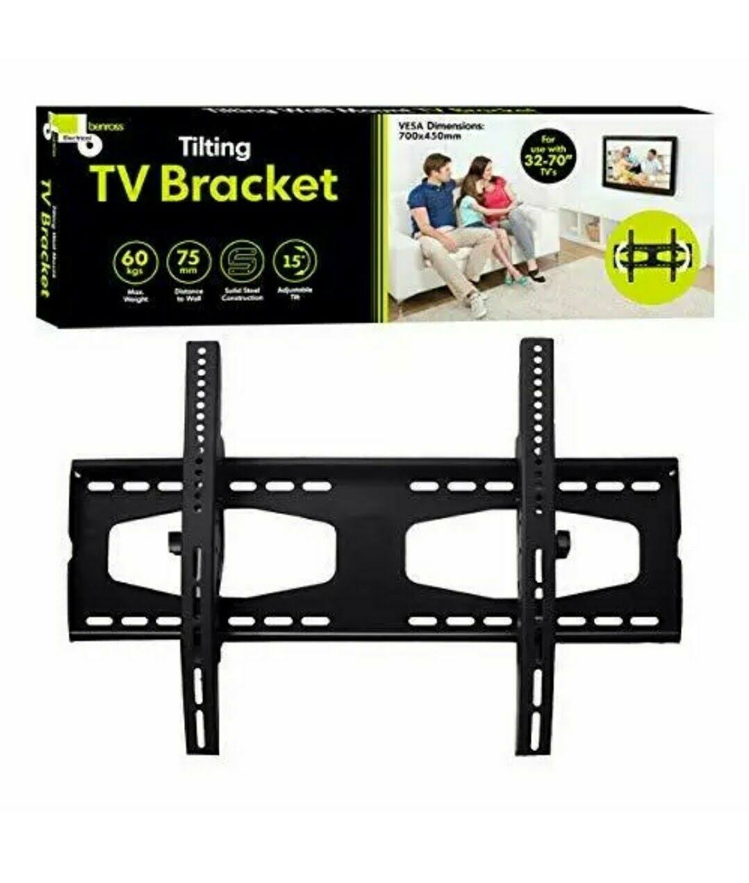 Benross bracket wall mounted holds 32"-70" tv Black
