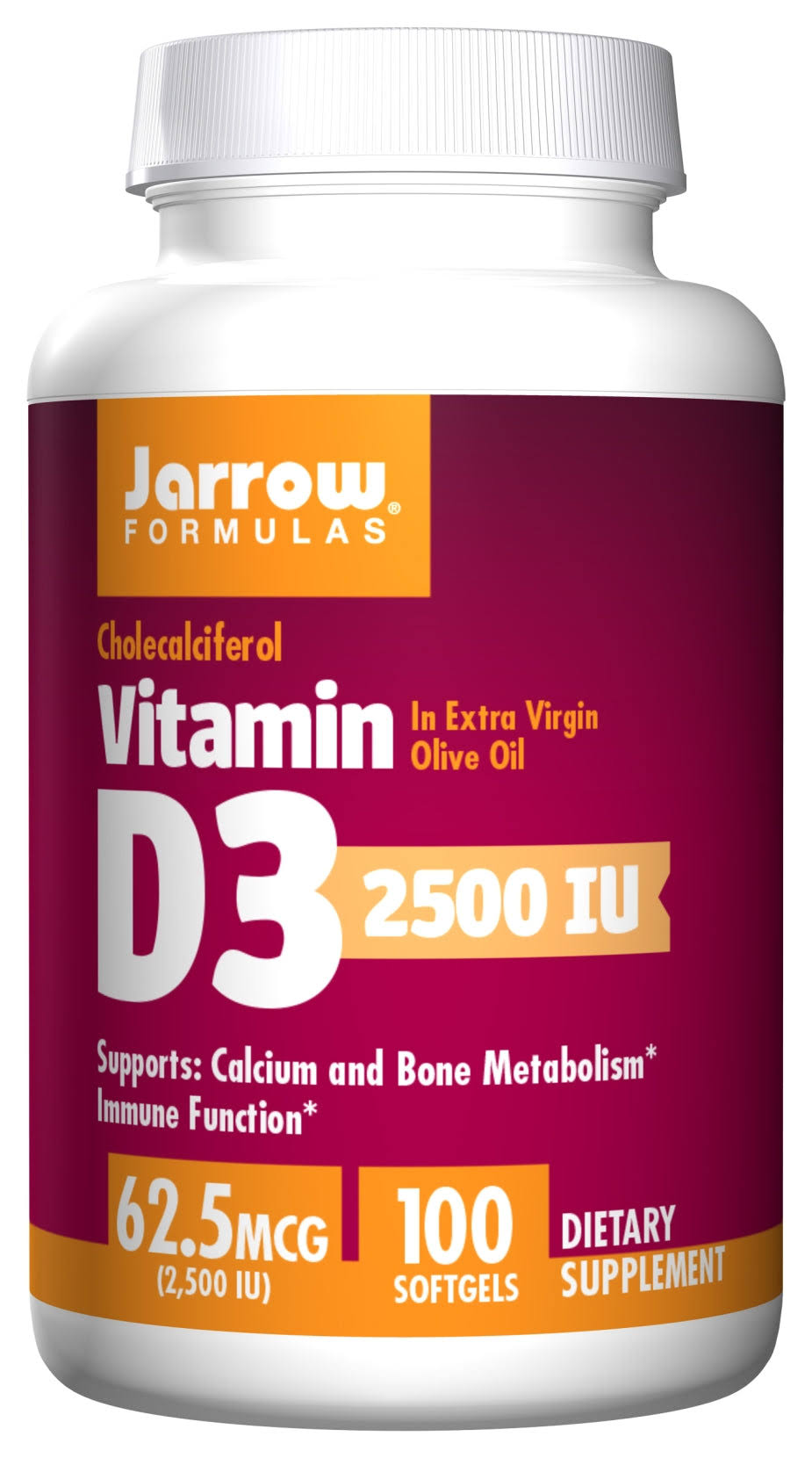 Jarrow Formulas Vitamin D3 - 2500IU, 100 Softgels